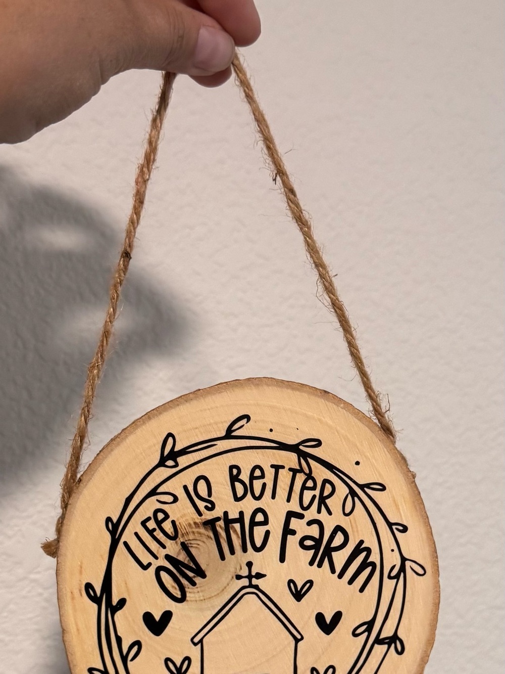 Wooden Hanging Wall Plaque "Life is Better on the Farm" - Natural